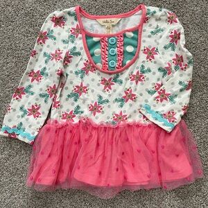 Baby Matilda Jane Floral Winter Top with Pink Tulle- Size 18/24m